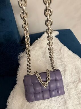 Bottega Veneta Plush Quilted Purple Chain Shoulder Bag